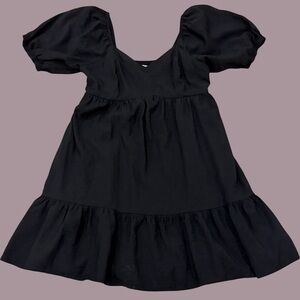 Nine West Black Midi Dress with Puff Sleeves | Large